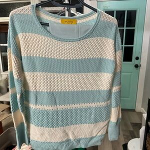 St. John Blue and Cream Crew Neck Jacket